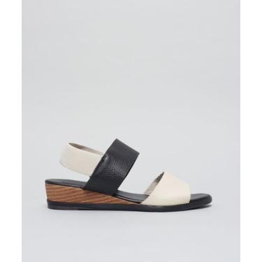 Imagem de Anabela Couro Elastico Traseiro - Preto/Off White - Soulier, Preto, Of