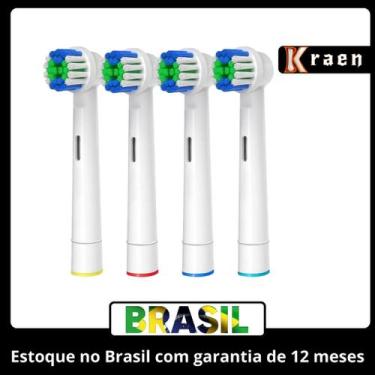 Imagem de Kit Com 4 Refil Compatível Escova Elétrica Oral B Cor Branco - KRAEN