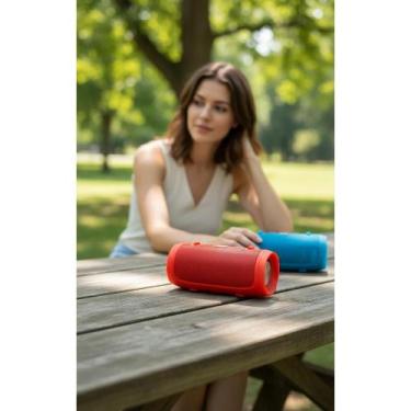 Imagem de Caixa Som Bluetooth PORTÁTIL Potente Rádio USB - Vermelha - Congratula