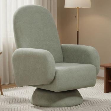 Imagem de Poltrona de Amamentação Com Balanço Giratória Cone Dolce D02 Bouclê Verde Oliva C-199 -...