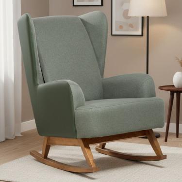 Imagem de Poltrona de Amamentação Balanço Base Nina Liz D02 Couríssimo Tramado Verde C-296 C-120...