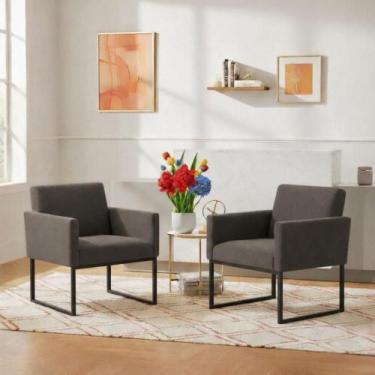 Imagem de Kit 2 Poltronas Decorativas Reforçada Para Salão E Barbearia - Móveis 