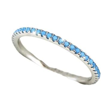 Imagem de Anel Feminino Empilhável Liso De Prata Esterlina 925 Com Zircônia Comp
