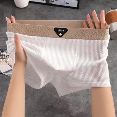 Imagem de Cuecas Boxer Masculinas plus Size De Seda Gelada, Respiráveis, Ajuste 