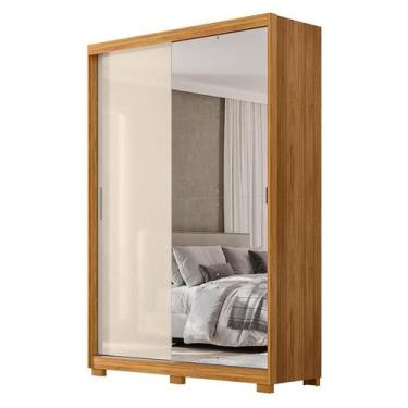 Imagem de Guarda Roupa Casal Riva Cinamon Touch Off White Flex com Espelho e Pés