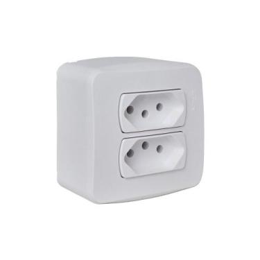 Imagem de Tomada Dupla Miluz Schneider de Sobrepor 2P+T 10A Branco - Steck