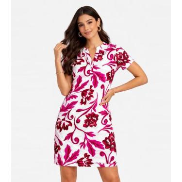 Imagem de Vestido Curto Estampado Com Peitilho Infinita Cor Bege, M, Bege