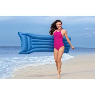Imagem de Colchão Inflável Boia Piscina Color Até 90 Kg Vinil - Mor, Azul