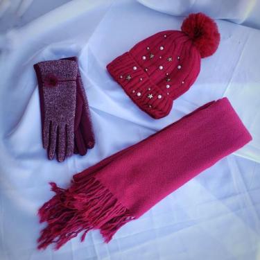 Imagem de Conjunto Cachecol, Luva e Touca - Amour acessórios , Vermelho