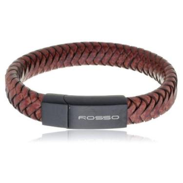 Imagem de Bracelete 20cm Couro Trançado 12mm Com Fecho Black - Rosso Design