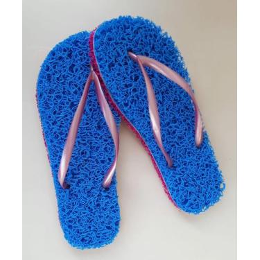 Imagem de Chinelo de Vinil Massageador Azul com Pink - Passo Pe Tapetes, 39/40