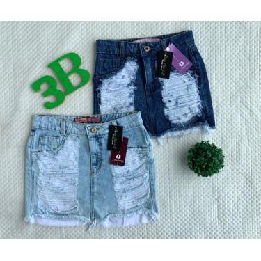 Imagem de Saia Jeans Destroyed(Jeans escuro e claro) - Ariene