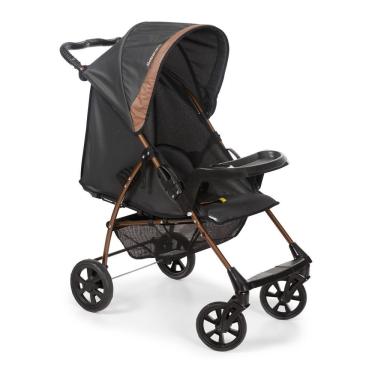 Imagem de Carrinho de Bebê para Passeio Romano 1035 de 0 Meses Até 15kg Dobrável com Bandeja Preto e Cobre Galzerano