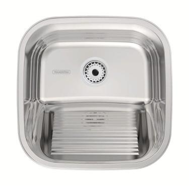 Imagem de Tanque Hera Compact 25L de Sobrepor em Aço Inox Polido com Esfregador Inclinado Inox Tramontina