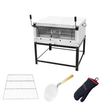 Imagem de Forno a Gás Industrial Venâncio Pedra Roma Inox Firi110 com Grade Extra Luva Térmica e Pá para Pizza