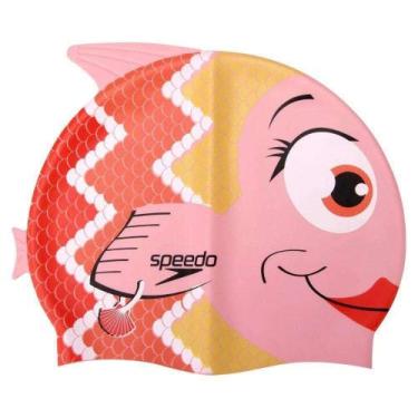 Imagem de Touca Speedo Natação Fish Cap - Infantil, Coral, U