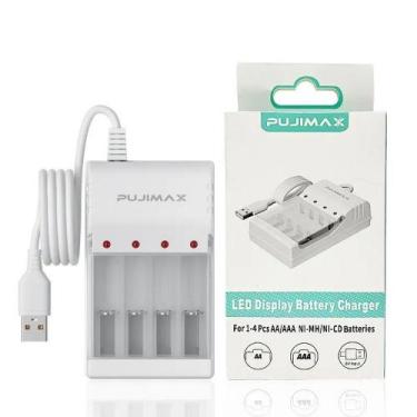 Imagem de Carregador de Pilhas AA e AAA Cabo USB Pujimax PJ-N402W Alta Qualidade