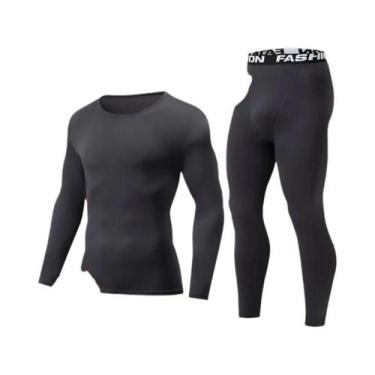 Imagem de Conjunto De Roupa Íntima Térmica Masculina Grossa E Quente, Cor Sólida