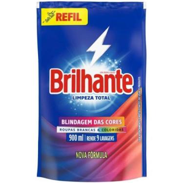 Imagem de Lava Roupa Brilhante Sabão Liquido Limpeza Total Refil 900 ML  Kit 2un