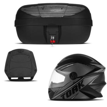 Imagem de Baú 45 Litros Pro Tork + Capacete R8, CRISTAL, 60