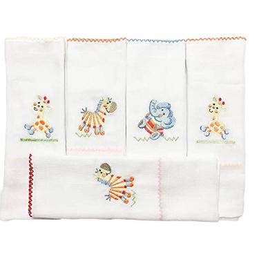 Imagem de Biramar Baby Conjunto 5 Fraldas Para Bebê Cremer Luxo Bordado Baby Zoo Colorido Colorido