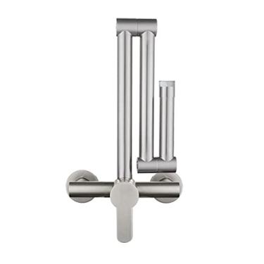 Imagem de Pkfinrd Torneira para pia de parede com braço duplo de balanço dobrável 360 torneira giratória de água quente e fria tomada dobrável multifuncional (cor: estilo 1)