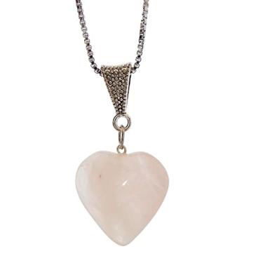 Imagem de Colar Coração Pedra Natural Quartzo Rosa Cristal do Amor