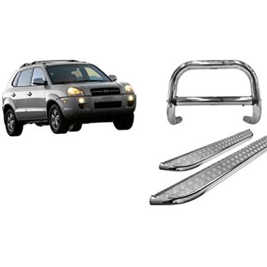 Imagem de Kit Quebra mato_Estribo Chapa CROMADO Tucson até 2016