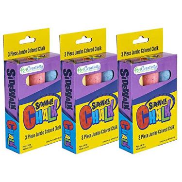 Imagem de Conjunto de giz jumbo ArtCreativity para crianças, 3 caixas, cada caixa com 3 bastões de giz, não tóxico, livre de poeira e lavável - para garagem, pavimento, ao ar livre - ótimas artes e artesanato, brindes de festa de aniversário