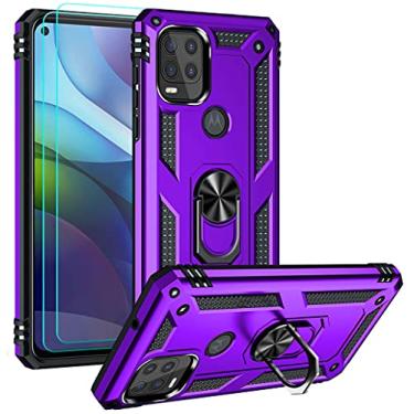 Imagem de Androgate Capa para Moto G Stylus 5G com protetor de tela HD, suporte de anel de nível militar e suporte para carro, teste de queda de 5 metros, roxo