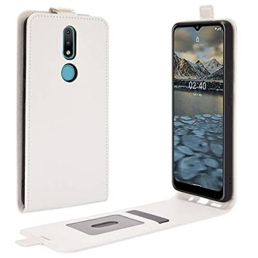 Imagem de YUNCHAO Caixa de telefone Para Nokia 2.4 R64 textura única capa de proteção de couro vertical com slots de cartão e moldura fotográfica capa para celular