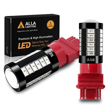 Imagem de Alla Lighting Lâmpadas de Freio Estroboscópicas LED 3156 3157, Pure Red Xtreme Super Bright T25 Wedge 5730 33-SMD 12V Luzes de Parada Piscantes 3057 3457 4157 4057 3056 3057K 4057KX 3157LL