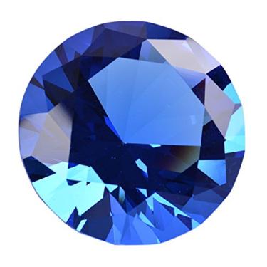 Imagem de LONGWIN 50 mm (2 polegadas) cristal facetado diamante peso de papel casamento decoração de casa, Azul, 50mm