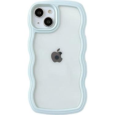 Imagem de Caseative Capa para iPhone 14, linda capa de celular macia à prova de choque em forma de moldura ondulada (verde)