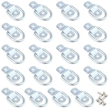 Imagem de MANCHAP 20 peças de anel D de 1/4 polegada âncora de amarrar, anéis D de aço inoxidável, capacidade de 1.088 kg de ancoragem de anel de amarração superfície/ganchos de placa de anel de montagem no chão com parafusos para transporte de carga, reboque, barco, RV
