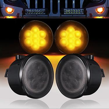 Imagem de u-Box JK Luzes de seta fumê LED âmbar frontal pisca-pisca para Jeep JK Wrangler e JKU Unlimited 2007-2018 - Par