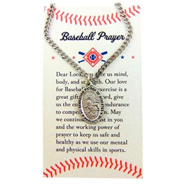 Imagem de Conjunto de presente de São Sebastião com medalha de estanho e caixa de cartão de oração de beisebol