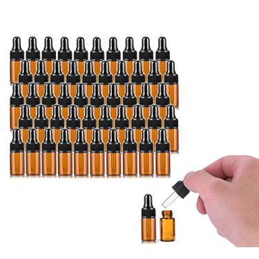 Imagem de Frasco conta-gotas de vidro âmbar de 3 ml para óleos essenciais, frasco de vidro vazio com tampa de parafuso preta, pipeta líquida de vidro, amostra de perfume de transferência de frasco incluída