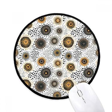 Imagem de Flores abstratas amarelo pétalas pretas manchas mouse pad mesa escritório tapete redondo para computador