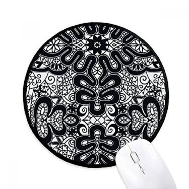 Imagem de Tapete de mouse europeu preto branco padrão rococo desktop escritório tapete redondo para computador