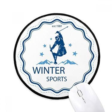 Imagem de DIYthinker Roupa de esqui esportiva de inverno aquarela mouse pad desktop escritório tapete redondo para computador