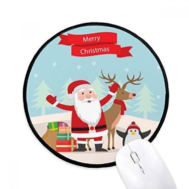 Imagem de DIYthinker Mas, Papai Noel, Alce, Pinguim, Festival de Mouse, Tapete Redondo para Computador