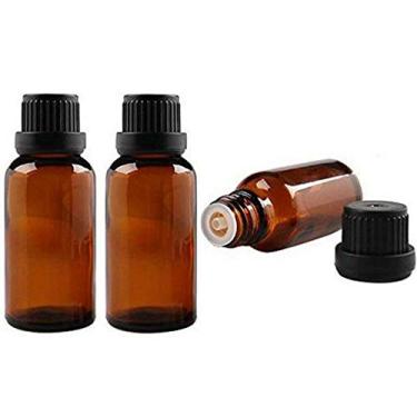 Imagem de 3 frascos de óleo essencial de vidro âmbar portátil vazio com redutor de orifício e tampa preta para óleos essenciais de cosméticos de laboratório de química e aromaterapia de perfume de químicos, Âmbar, 50ml/1.7 Ounce