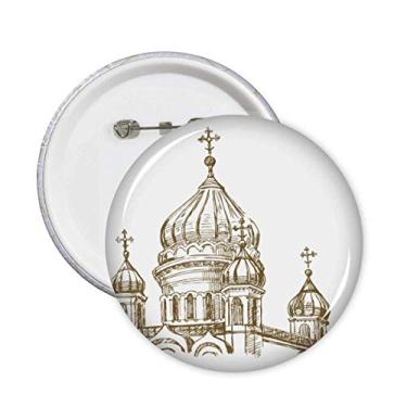 Imagem de Broche de paisagem para esboço de ponto de igreja com botões, emblema, acessório, decoração, 5 peças