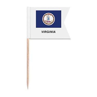 Imagem de Bandeira do estado americano contorno da Virgínia bandeiras de palito de dente marcando para festa bolo comida prato de queijo