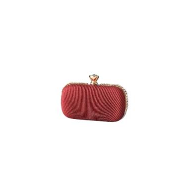 Imagem de JAMBHALA Bolsa Feminina em Formato Oval Bolsa Plissada Bolsa Vintage Diamante Melhor Presente Para Casamento (vermelho)