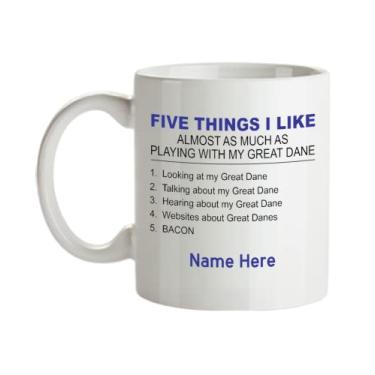 Imagem de Caneca personalizada Dogue Alemão, Five Thing I Like About My Great Dane Mug, Presente personalizado Dogue Alemão, de aniversário Dogue Alemão Alemão