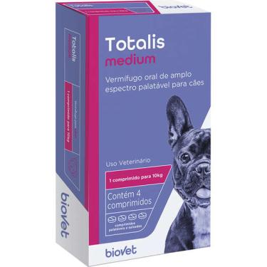 Imagem de Vermífugo Biovet Totalis Medium para Cães - 4 Comprimidos
