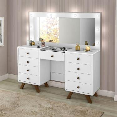 Imagem de Penteadeira Camarim Retrô Móveis Luapa Mila Espelho e 9 Gavetas