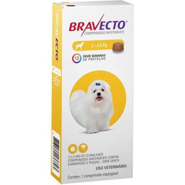 Bravecto até 4,5kg Antipulgas Oral Cães Comprimido Mastigável 112